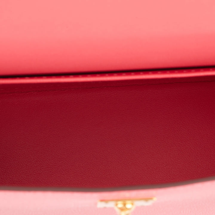 Hermes Kelly 20 Sellier Rose Lipstick Chevre Gold Hardware
