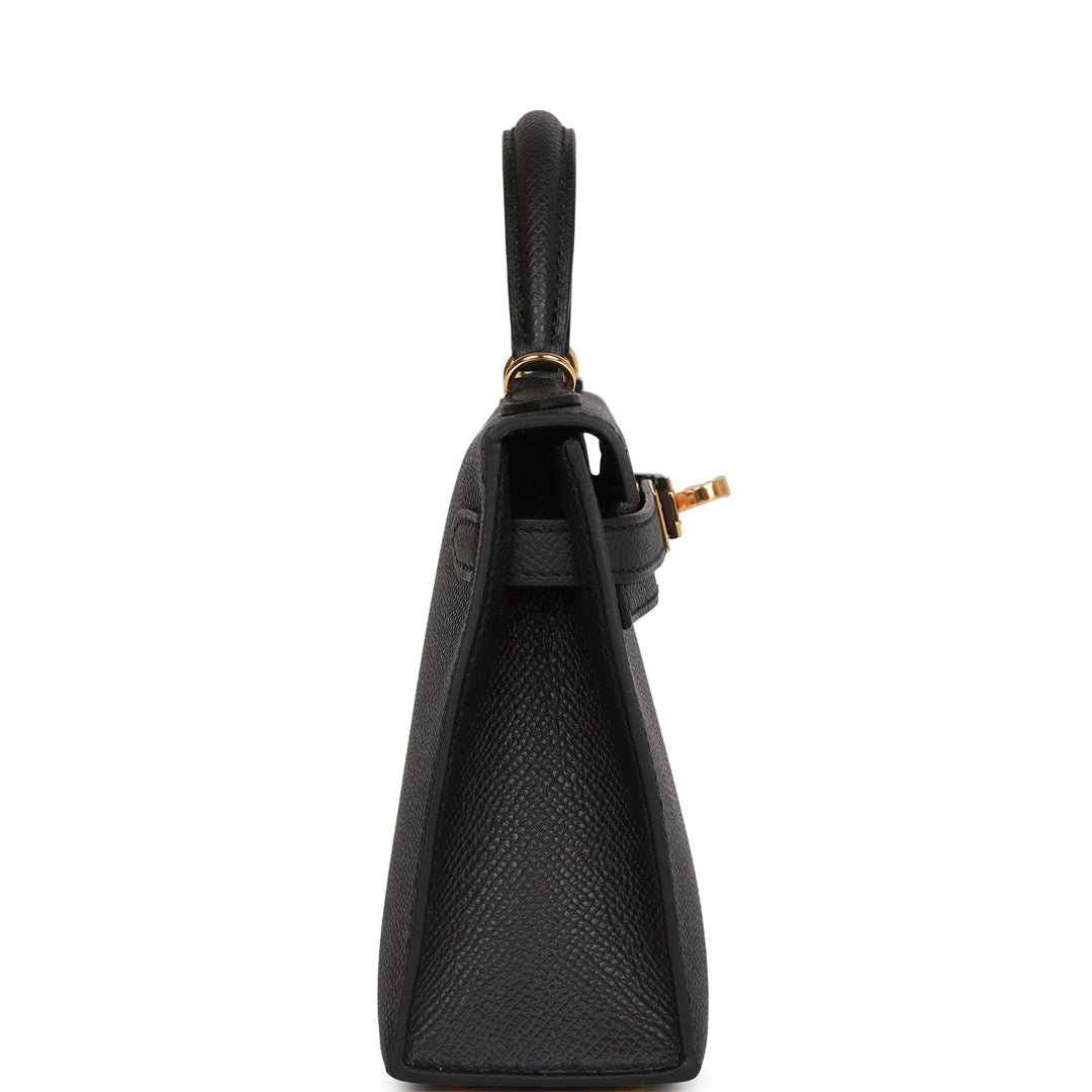 Hermes Kelly 20 Sellier Black Epsom Gold Hardware