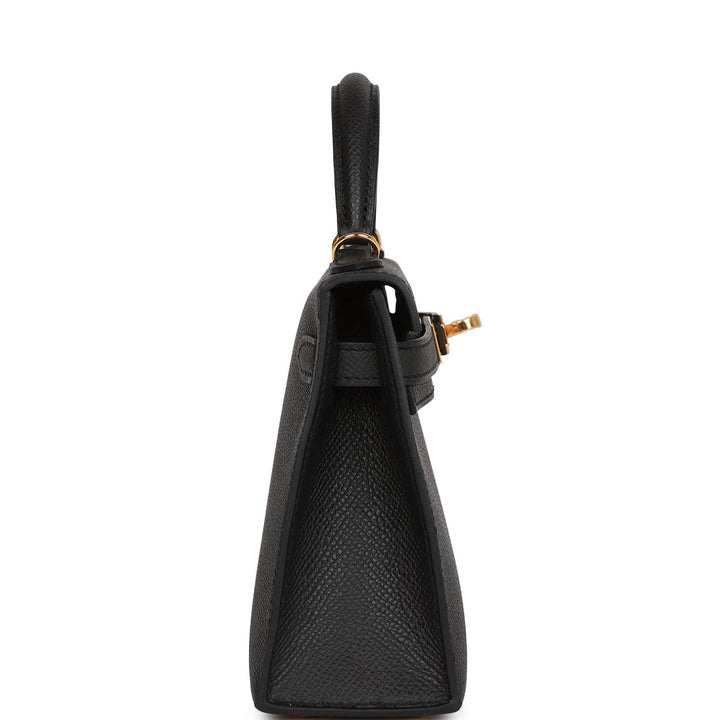 Hermes Kelly 20 Sellier Black Epsom Gold Hardware