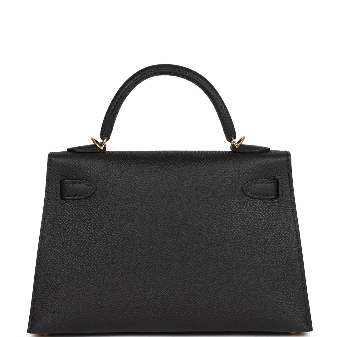 Hermes Kelly 20 Sellier Black Epsom Gold Hardware