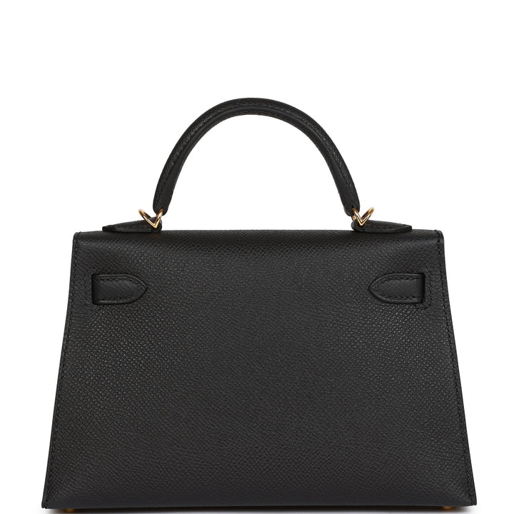 Hermes Kelly 20 Sellier Black Epsom Gold Hardware