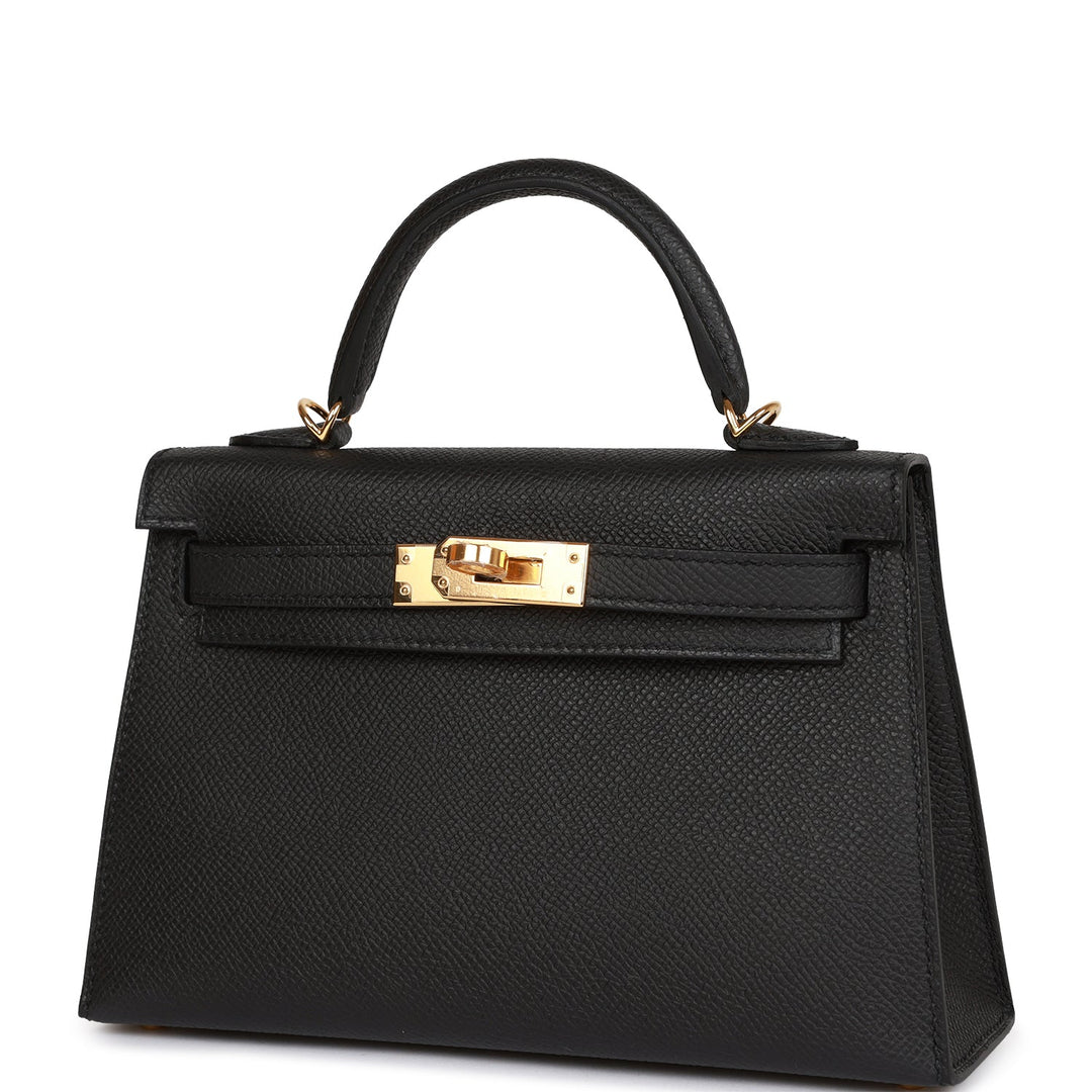 Hermes Kelly 20 Sellier Black Epsom Gold Hardware