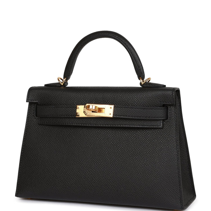 Hermes Kelly 20 Sellier Black Epsom Gold Hardware