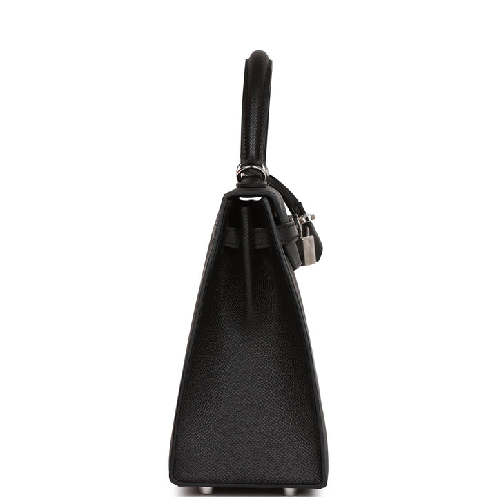 Hermes Kelly 25 Sellier Black Epsom Palladium Hardware