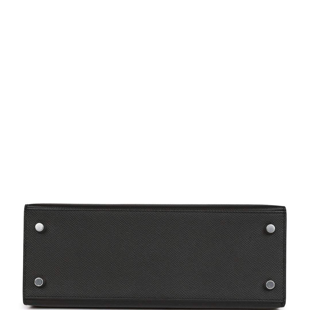 Hermes Kelly 25 Sellier Black Epsom Palladium Hardware