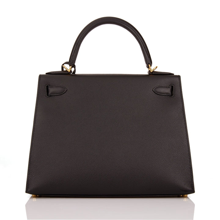Hermes Kelly 28 Sellier Black Epsom Gold Hardware