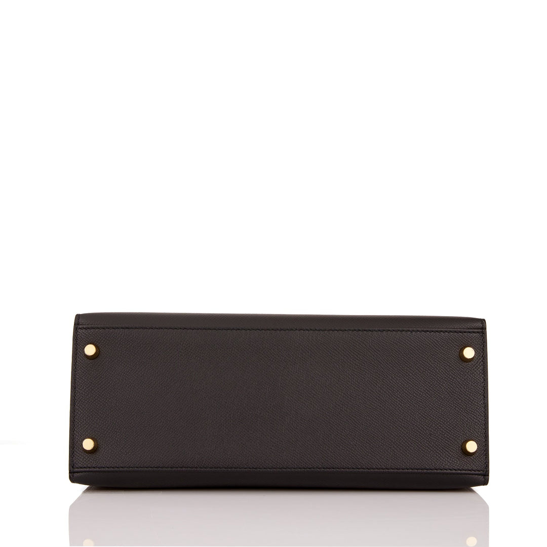 Hermes Kelly 28 Sellier Black Epsom Gold Hardware