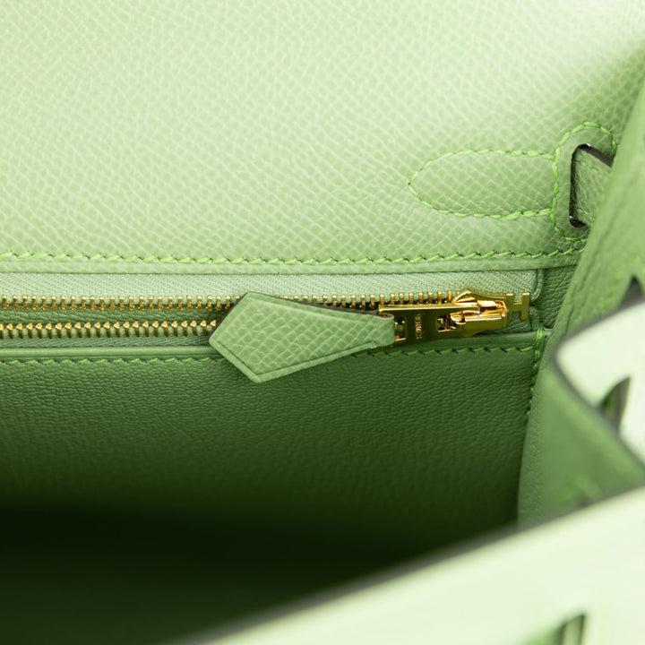 Hermes Kelly 25 Sellier Vert Criquet Epsom Gold Hardware