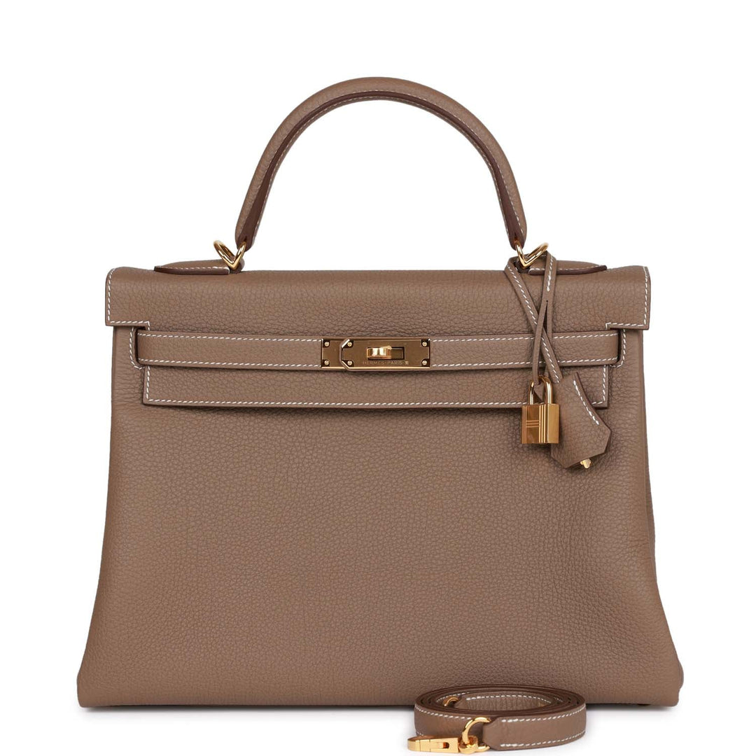 Top quality Hermes Kelly Retourne 32 Etoupe Togo Gold Hardware