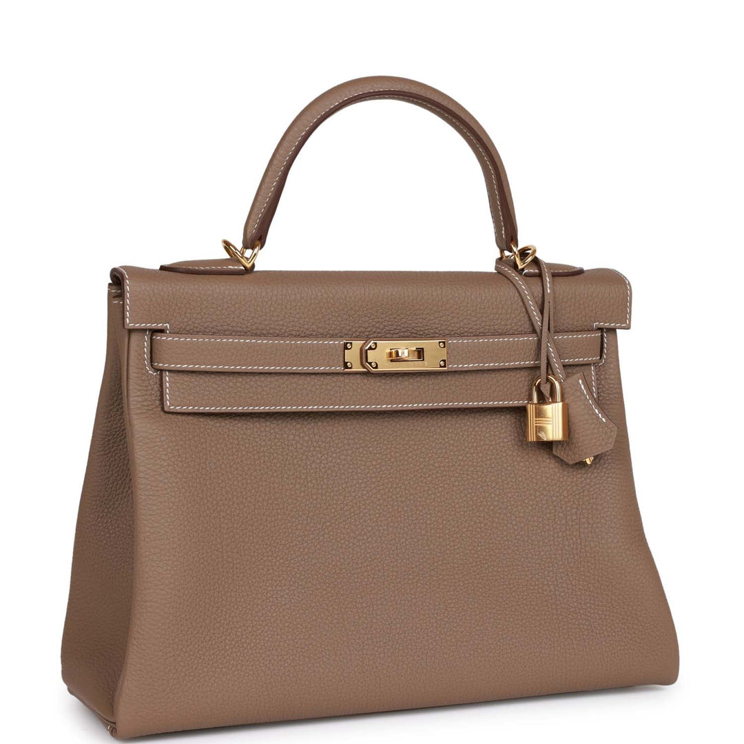 Top quality Hermes Kelly Retourne 32 Etoupe Togo Gold Hardware