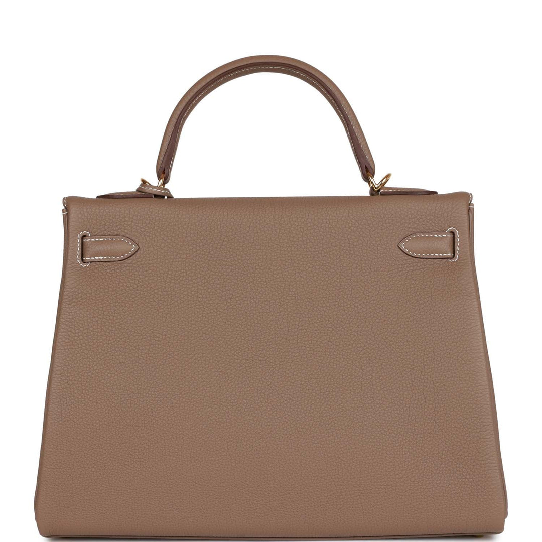 Top quality Hermes Kelly Retourne 32 Etoupe Togo Gold Hardware