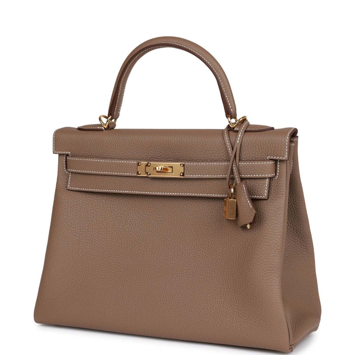 Top quality Hermes Kelly Retourne 32 Etoupe Togo Gold Hardware