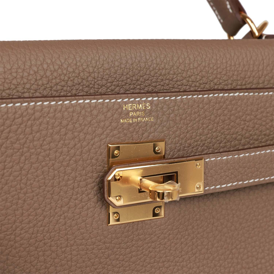 Top quality Hermes Kelly Retourne 32 Etoupe Togo Gold Hardware