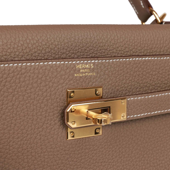 Top quality Hermes Kelly Retourne 32 Etoupe Togo Gold Hardware