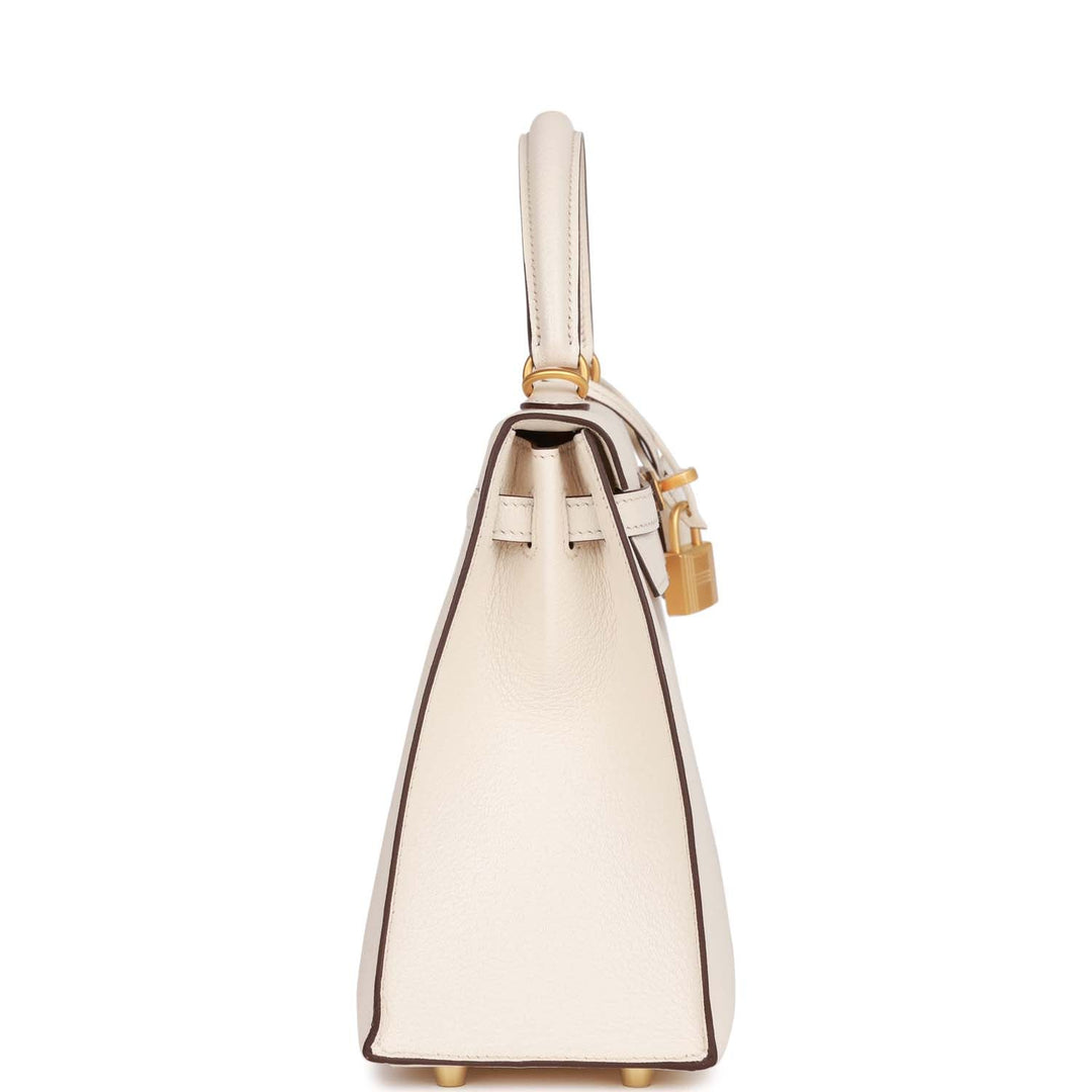 Top quality Hermes Special Order (HSS) Kelly Sellier 25 Nata Verso Chevre Brushed Gold Hardware