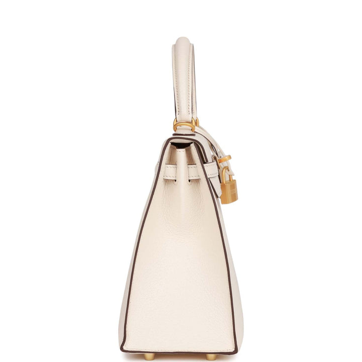 Top quality Hermes Special Order (HSS) Kelly Sellier 25 Nata Verso Chevre Brushed Gold Hardware
