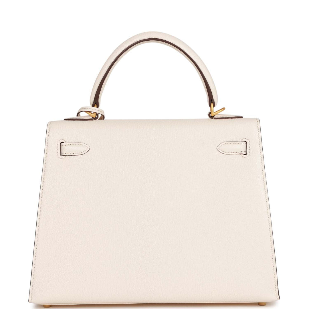 Top quality Hermes Special Order (HSS) Kelly Sellier 25 Nata Verso Chevre Brushed Gold Hardware