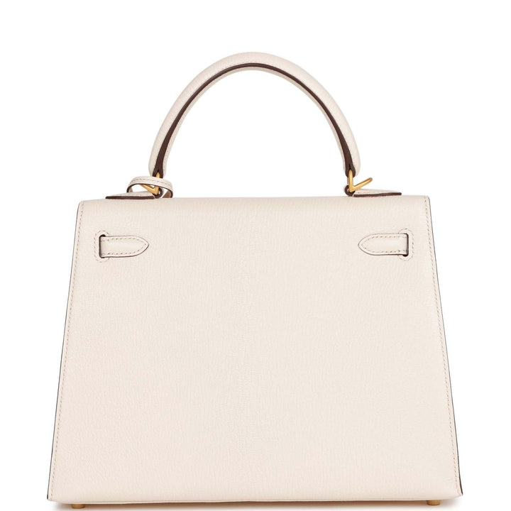 Top quality Hermes Special Order (HSS) Kelly Sellier 25 Nata Verso Chevre Brushed Gold Hardware