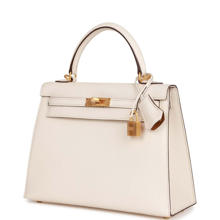 Top quality Hermes Special Order (HSS) Kelly Sellier 25 Nata Verso Chevre Brushed Gold Hardware