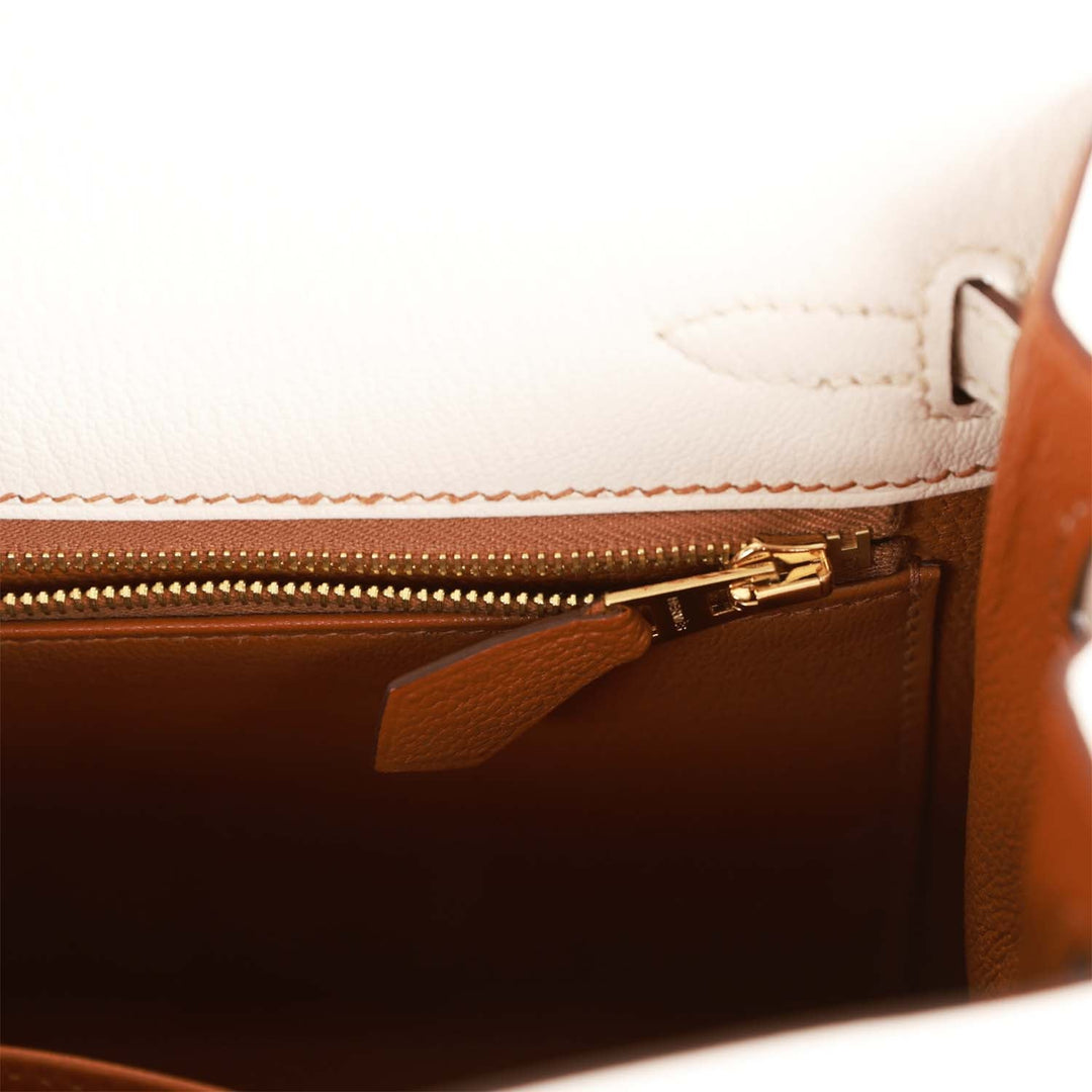 Top quality Hermes Special Order (HSS) Kelly Sellier 25 Nata Verso Chevre Brushed Gold Hardware