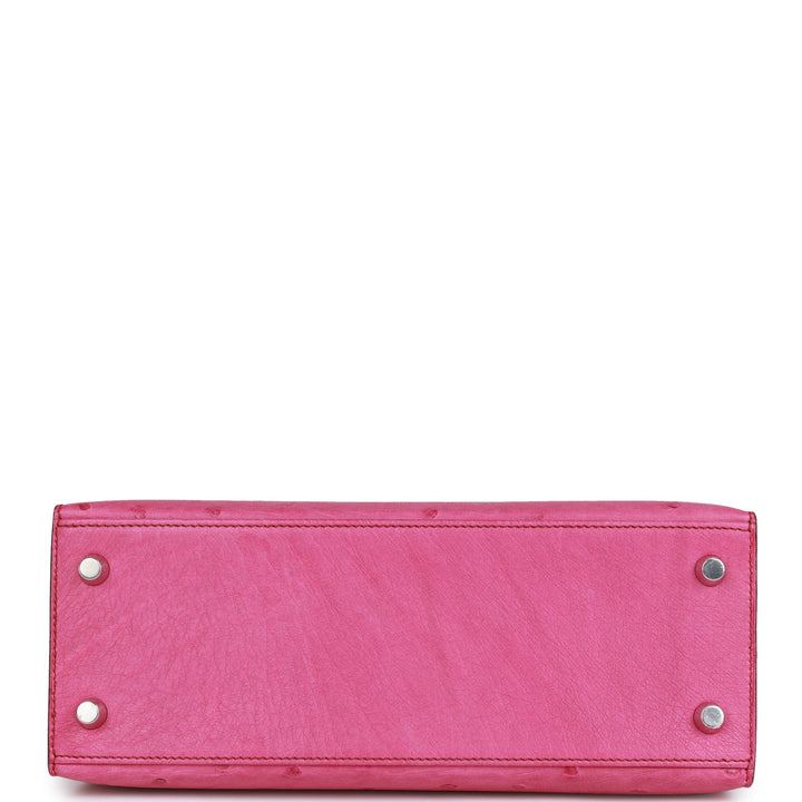 Hermes Kelly 25 Sellier Fuchsia Ostrich Palladium Hardware