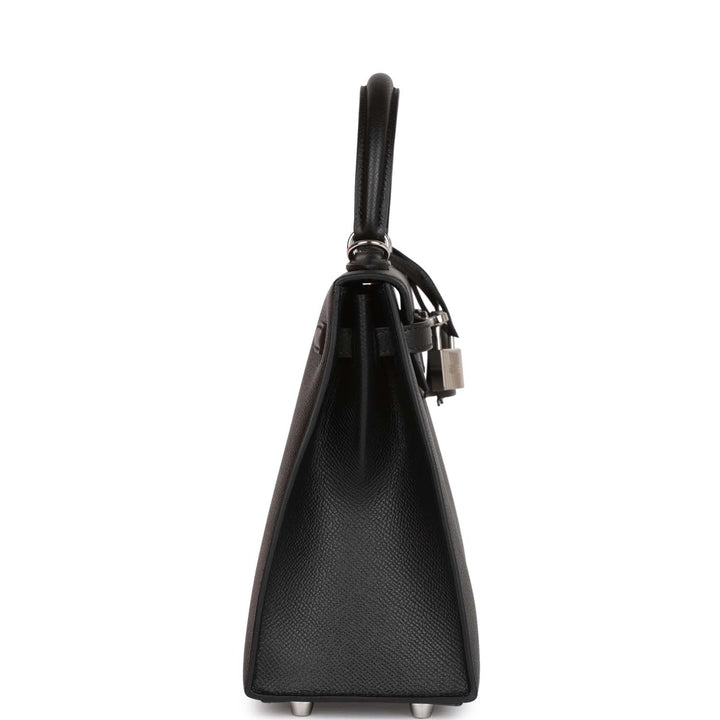 Hermes Kelly 25 Sellier Black Epsom Palladium Hardware