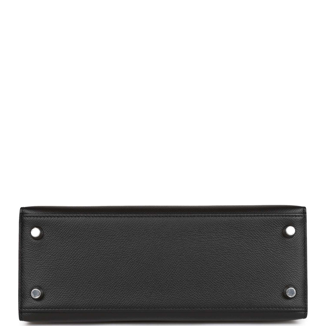 Hermes Kelly 25 Sellier Black Epsom Palladium Hardware