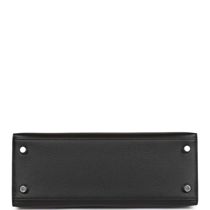 Hermes Kelly 25 Sellier Black Epsom Palladium Hardware
