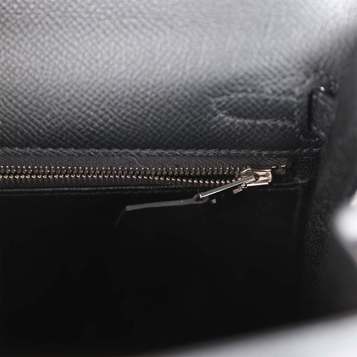 Hermes Kelly 25 Sellier Black Epsom Palladium Hardware