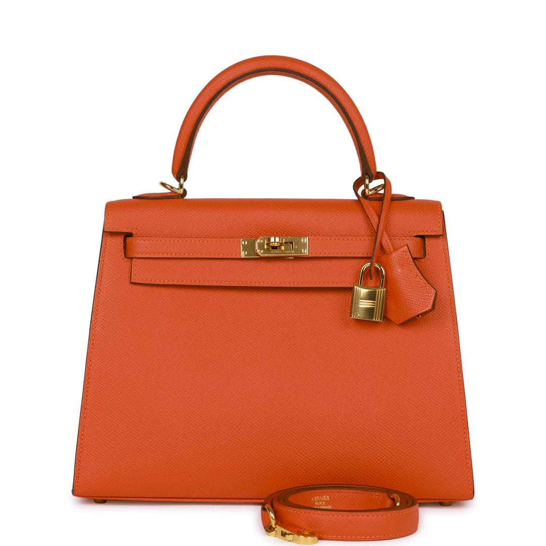 Top quality Hermes Kelly Sellier 25 Feu Epsom Gold Hardware