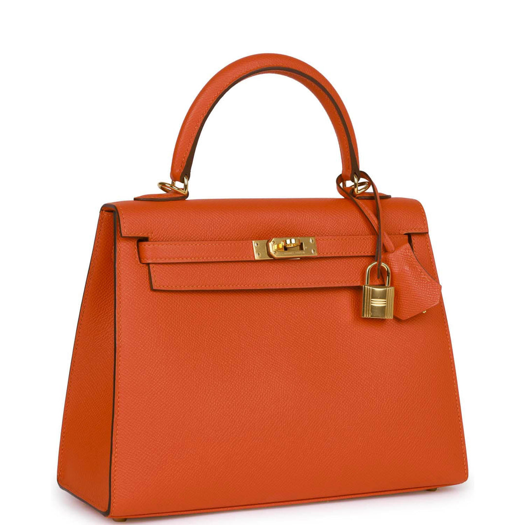 Top quality Hermes Kelly Sellier 25 Feu Epsom Gold Hardware