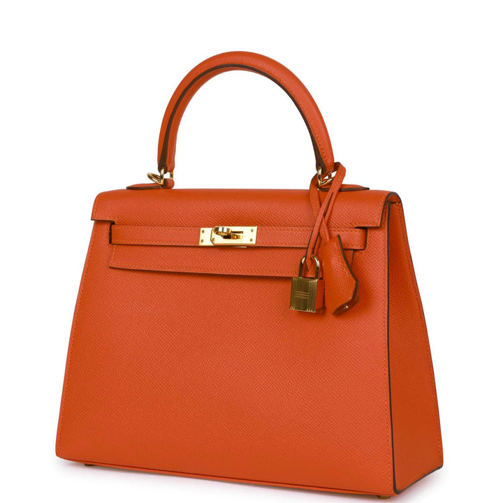 Top quality Hermes Kelly Sellier 25 Feu Epsom Gold Hardware