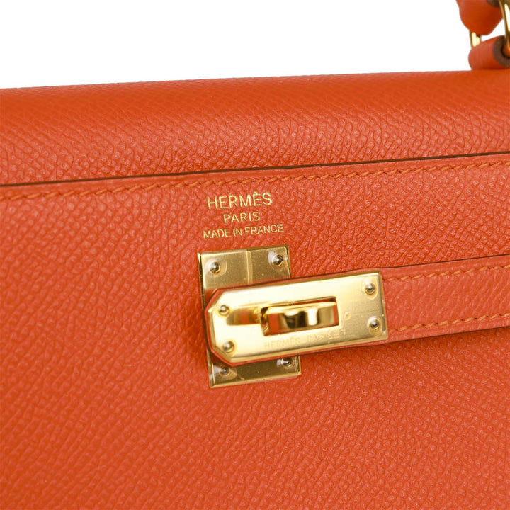 Top quality Hermes Kelly Sellier 25 Feu Epsom Gold Hardware