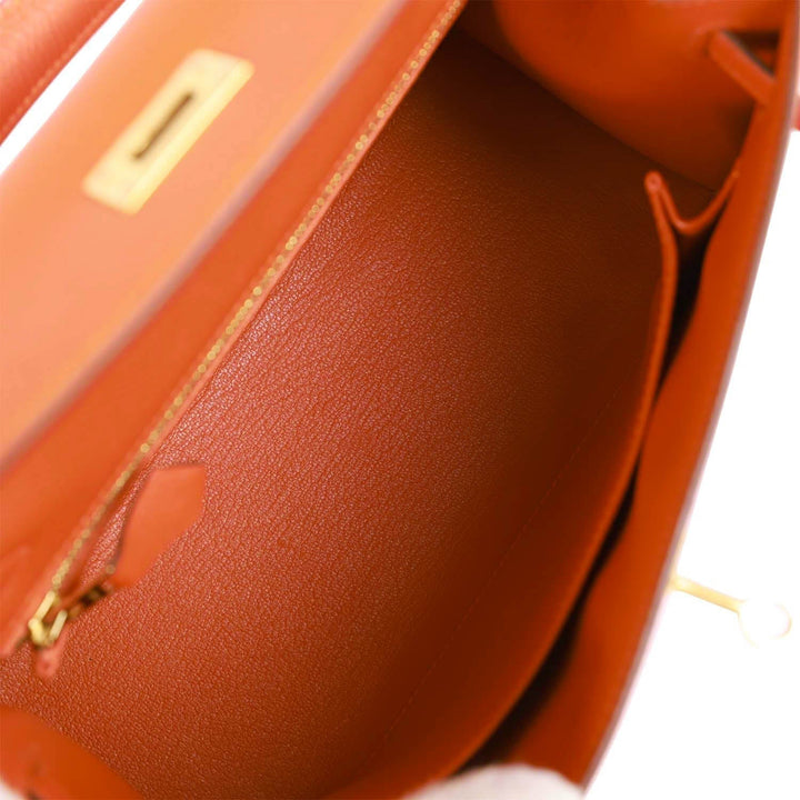 Top quality Hermes Kelly Sellier 25 Feu Epsom Gold Hardware