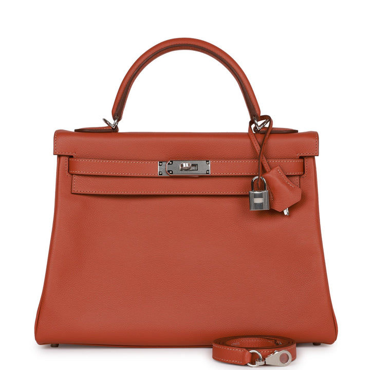 Top quality Hermes Kelly Retourne 32 Blush Verso Evercolor Palladium Hardware