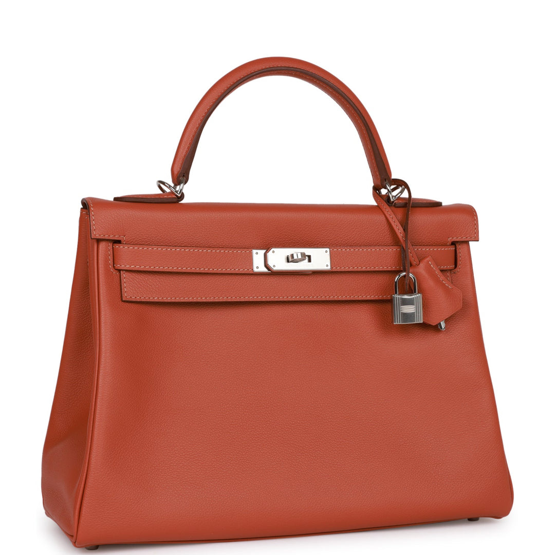 Top quality Hermes Kelly Retourne 32 Blush Verso Evercolor Palladium Hardware