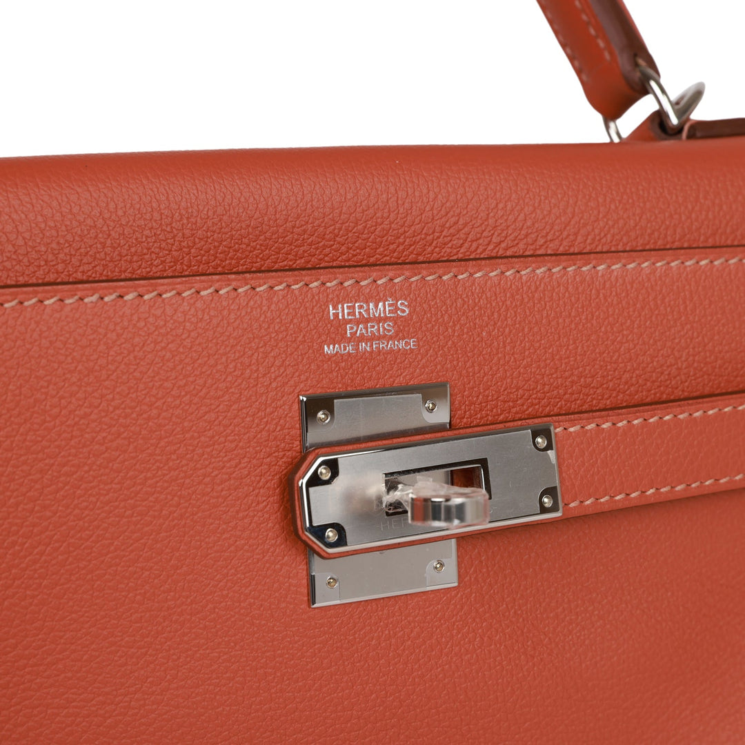 Top quality Hermes Kelly Retourne 32 Blush Verso Evercolor Palladium Hardware
