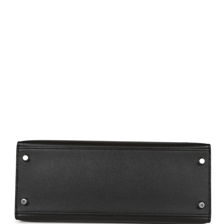 Hermes Kelly 28 Sellier Black Epsom Palladium Hardware