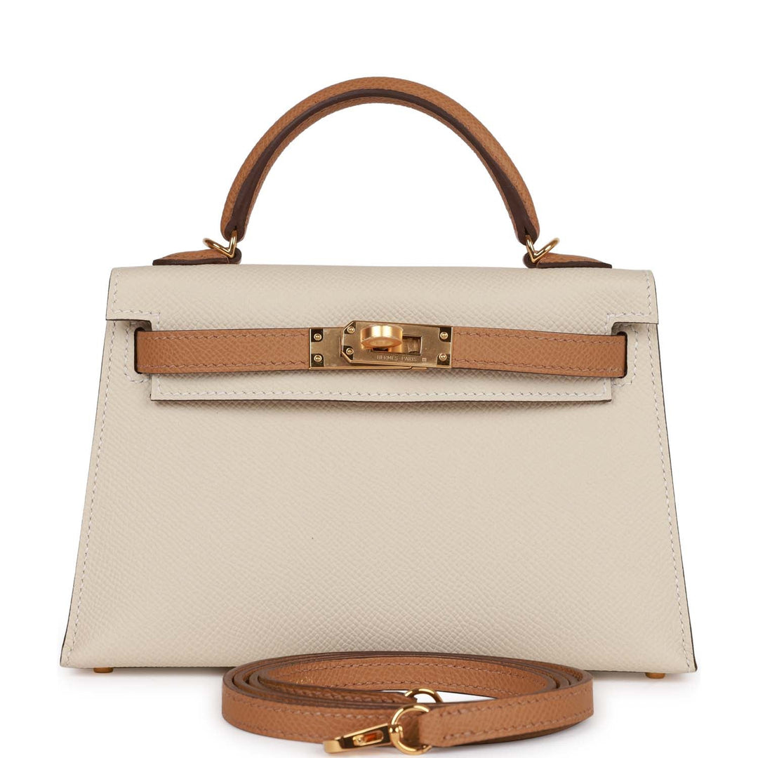 Top quality Hermes Special Order (HSS) Kelly Sellier 20 Craie and Biscuit Epsom Gold Hardware