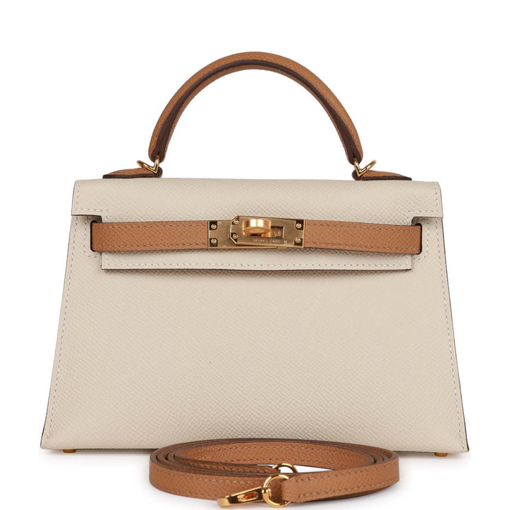 Top quality Hermes Special Order (HSS) Kelly Sellier 20 Craie and Biscuit Epsom Gold Hardware