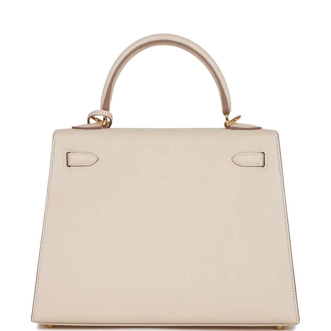 Top quality Hermes Kelly Sellier 25 Craie Epsom Gold Hardware