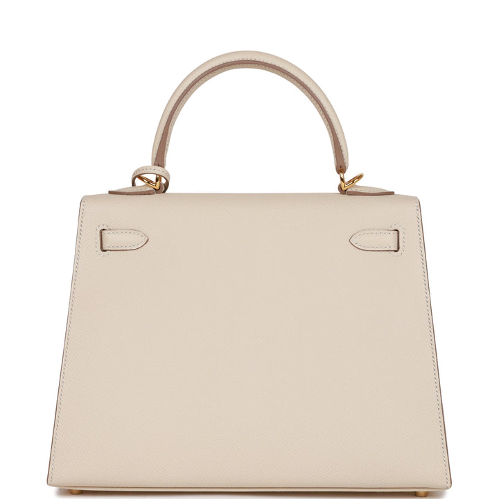 Top quality Hermes Kelly Sellier 25 Craie Epsom Gold Hardware