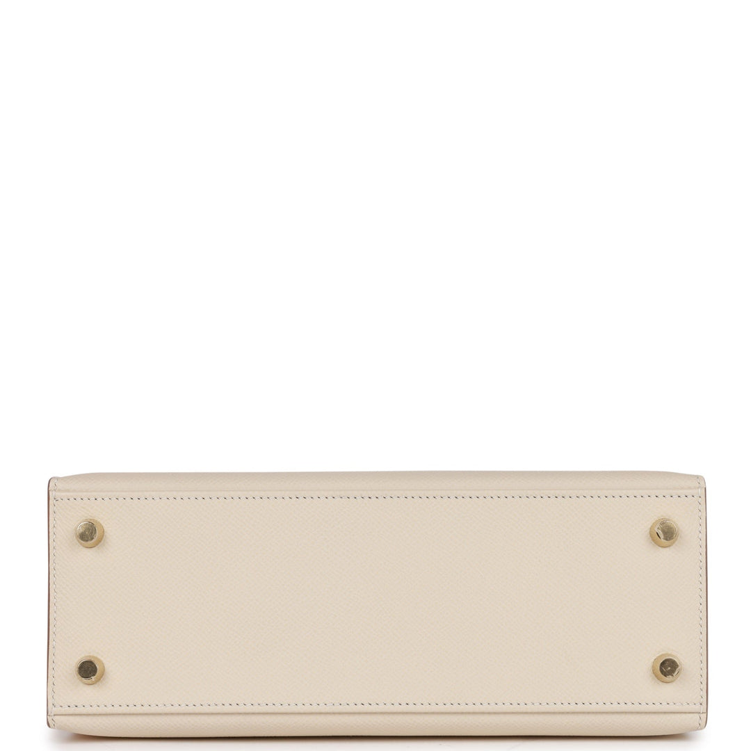 Top quality Hermes Kelly Sellier 25 Craie Epsom Gold Hardware