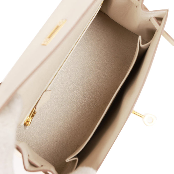 Top quality Hermes Kelly Sellier 25 Craie Epsom Gold Hardware