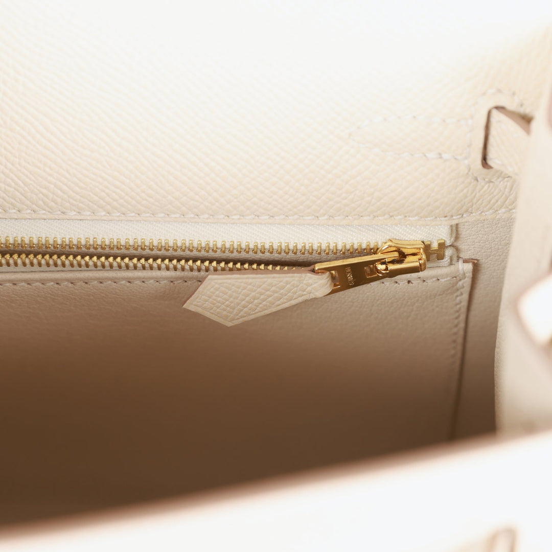 Top quality Hermes Kelly Sellier 25 Craie Epsom Gold Hardware