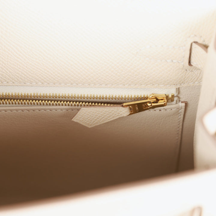Top quality Hermes Kelly Sellier 25 Craie Epsom Gold Hardware