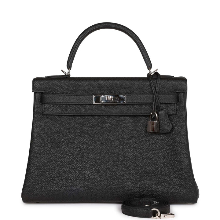 Top quality Hermes Kelly Retourne 32 Black Togo Palladium Hardware
