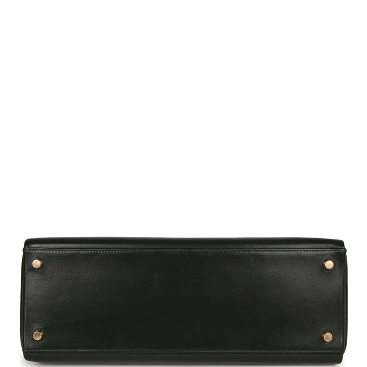 Hermes Kelly 32 Retourne Vert Fonce Box Gold Hardware