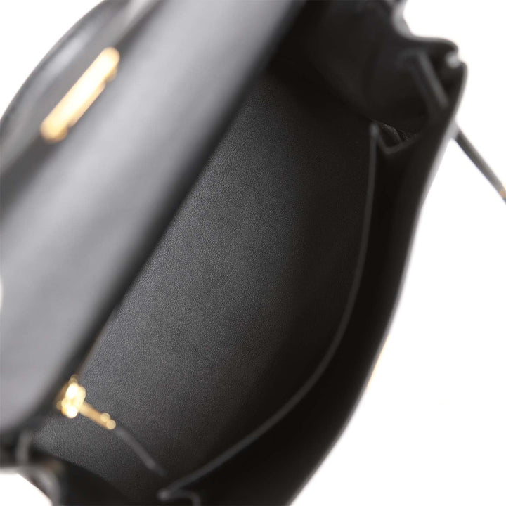 Top quality Hermes Kelly Retourne 25 Black Swift Gold Hardware