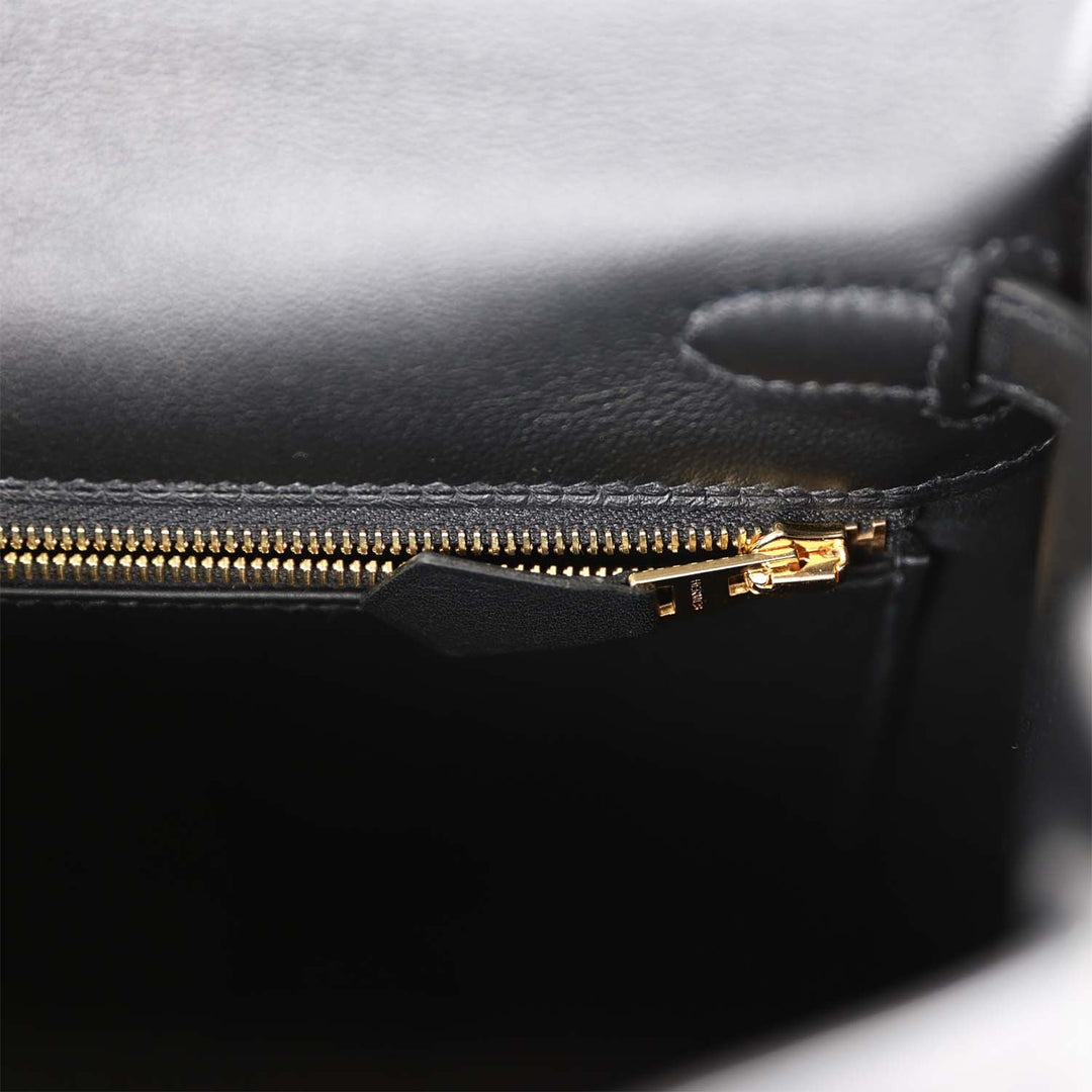 Top quality Hermes Kelly Retourne 25 Black Swift Gold Hardware